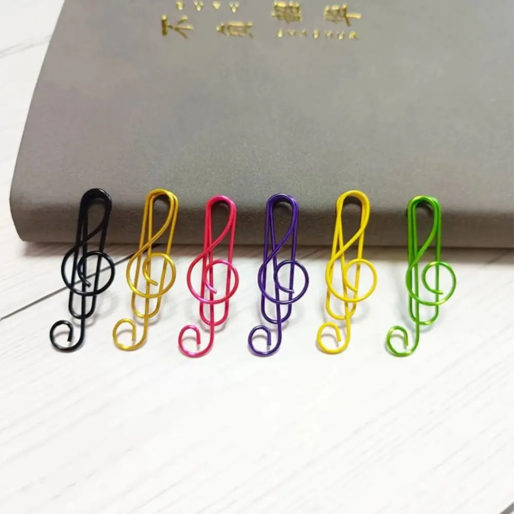20PCS/Set Creative Paper Clips Music Note Shaped Metal Binder Clips Rose Gold Mini Index Bookmark