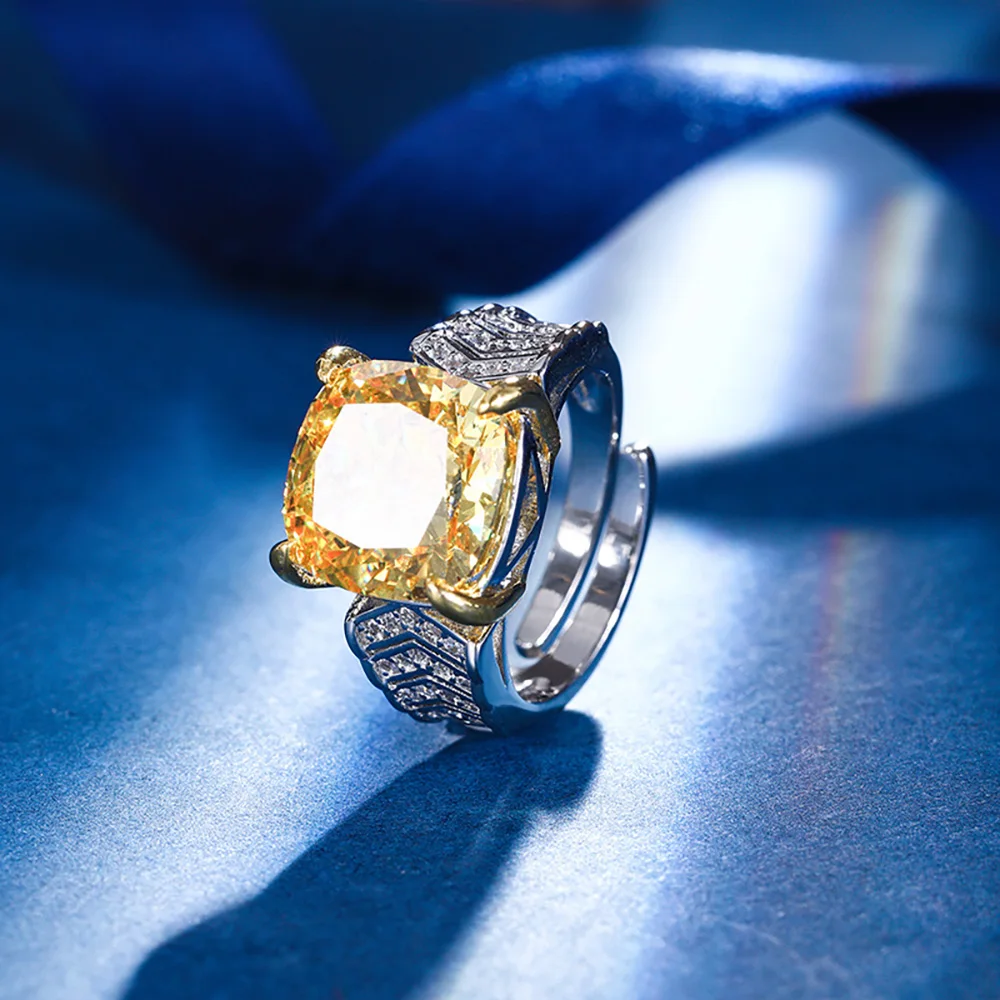 Luxury 10*10/12*12mm Topaz Gemstone Necklace Pendant Rings