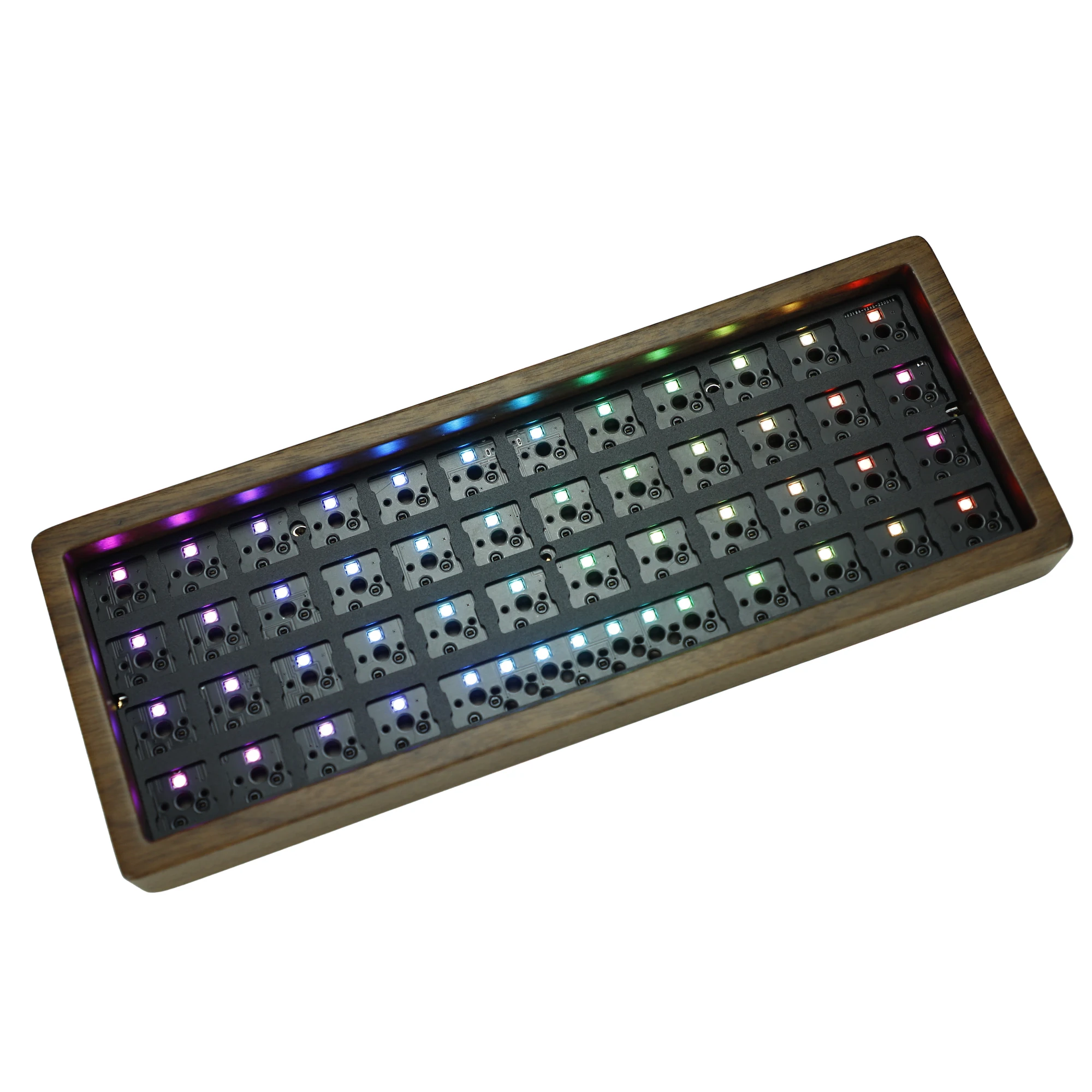 Walnut Wood Case Air40 RGB 핫 스왑 귀여운 40 기계식 키보드 조립 QMK VIA Type C PCB CNC 플레이트, 월넛 나무 케이스 기계식 키보드
