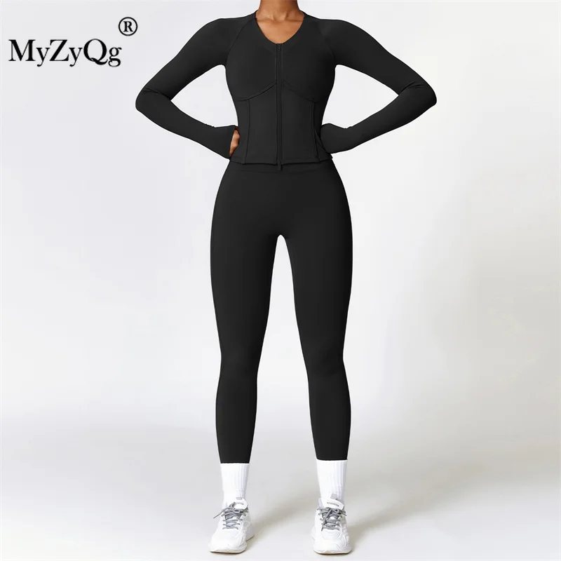

MyZyQg Women Winter Cashmere Warm Long Sleeve Jacket Yoga Suit High Intensity Tight Running Fitness Sports Pant Set