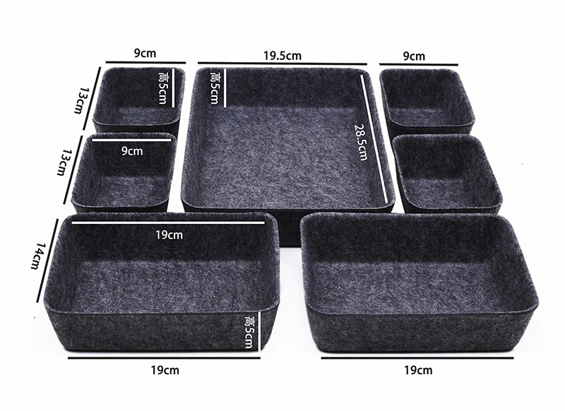 7Pcs/Set Felt Fabric Sundries Makeup Storage Box Office Stationery Organizer Desktop Snacks Food Container Tool Key Box Storage 3
