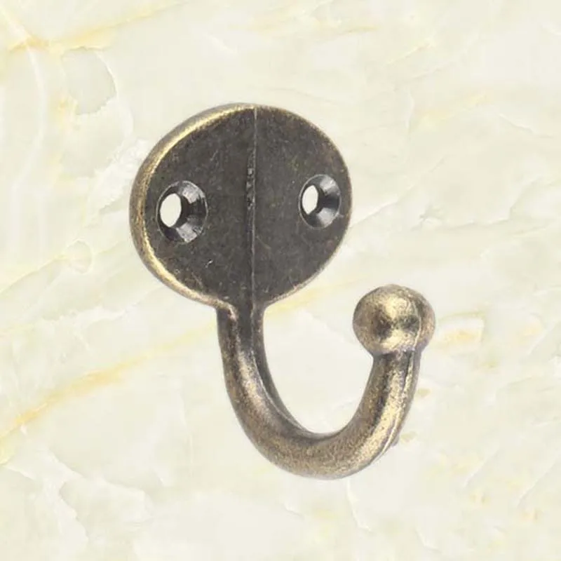 레트로 코트 모자 후크 도어 벽 행거 합금, 35x30mm-청동, 로트 6 개