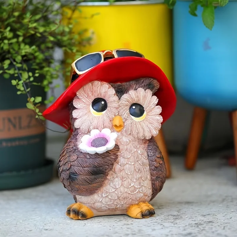 

Trendy Owl Garden Statue Weatherproof Animal Funny Garden Ornament Outdoor Indoor Yard Lawn Villa Decoration Resin Garden Crafts