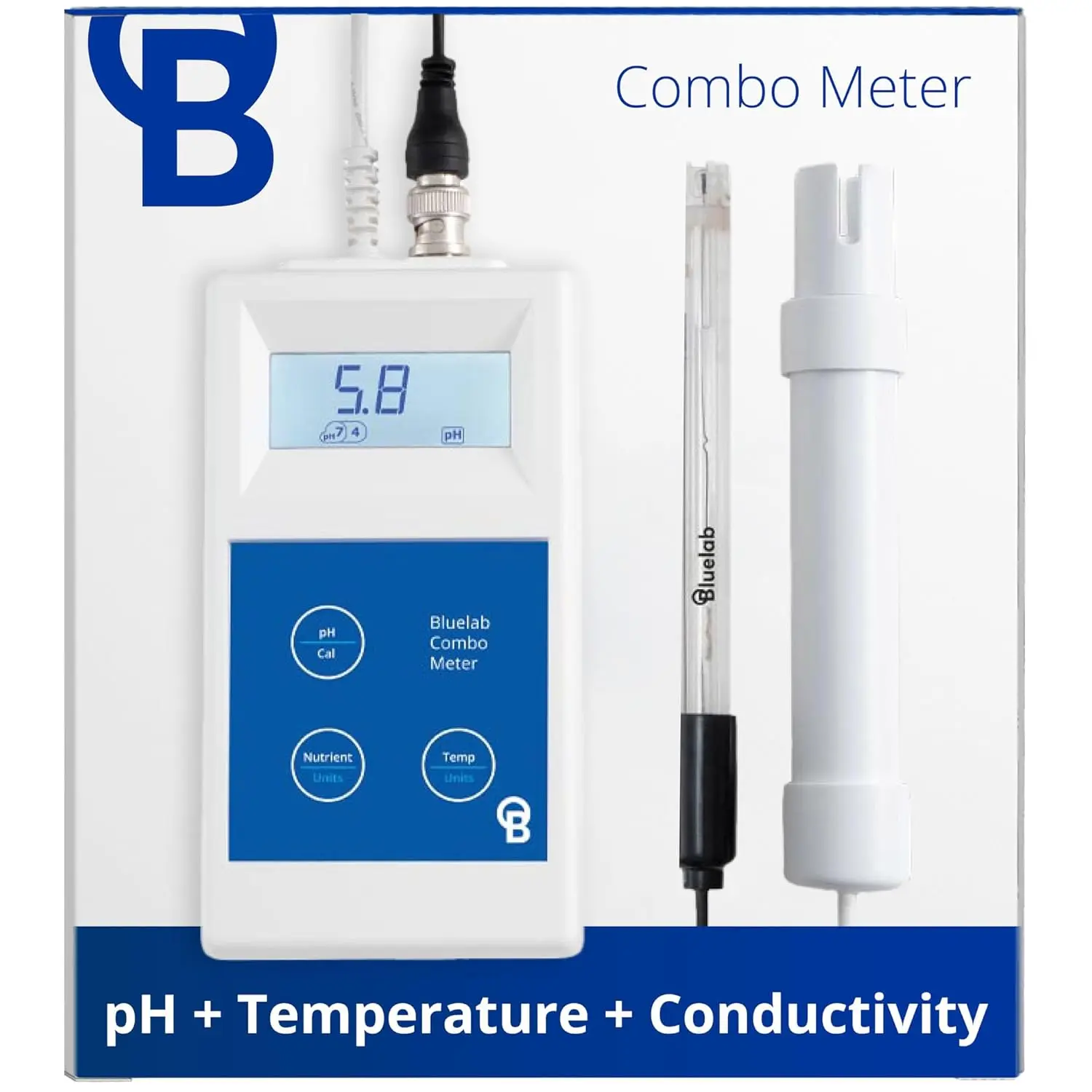 METCOM Combo Meter for pH, Temperature, Conductivity (Nutrient) in Water with Easy Calibration, Digital TDS/PPM Tester f