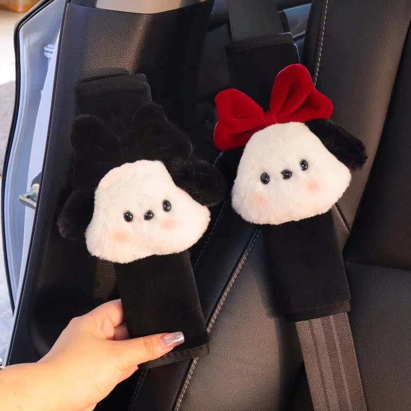 2Pcs Cute Cartoon Bow Dog Car Seatbelt Cover Cintura Di Sicurezza Harness Cushion Auto Shoulder Strap Protector Pad Per Bambini Donne