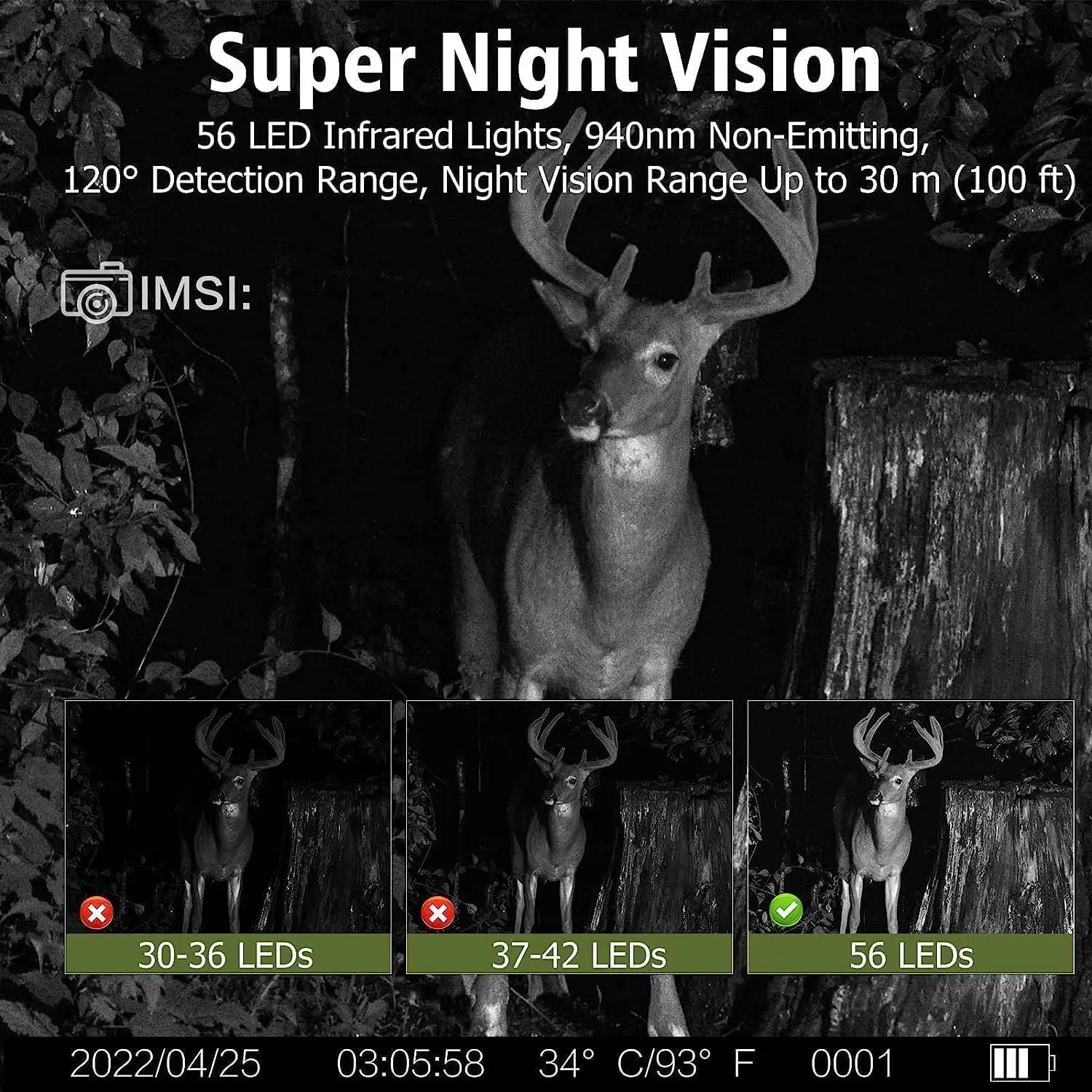 Trail Camera 4K 36MP WiFi Bluetooth 10AA Battery Gaming Camera Waterproof IP65 Suitable For Wild Deer Reconnaissance And Hunting