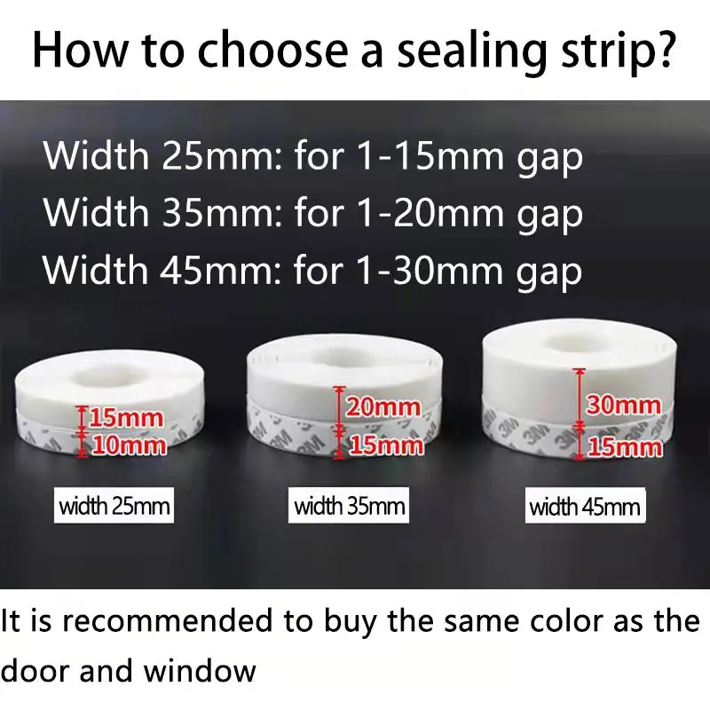 Seal Strip Bottom Self Adhesive Weather Strip Silicone Soundproofing Window Seal Anti Draft Dust Insect Door
