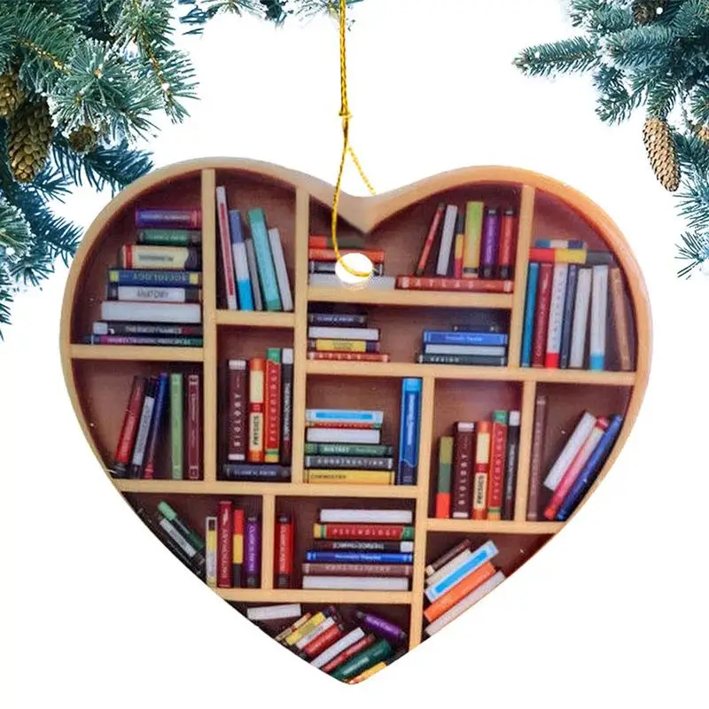 

Book Lovers Heart Ornament Display Rack Book Lovers Heart Ornament Anti Fade Holiday Hanging Decor for Home Christmas Decoration