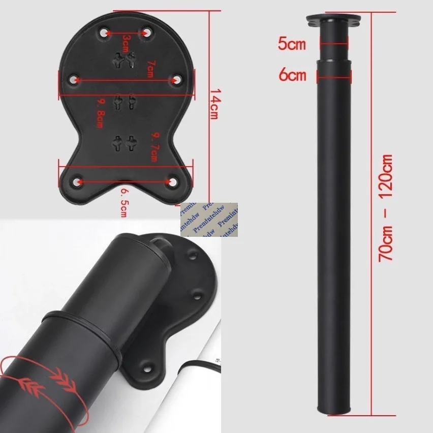 1Piece White Black Round Folding Height Adjustable Bar Leg Support For RV Conceal Table