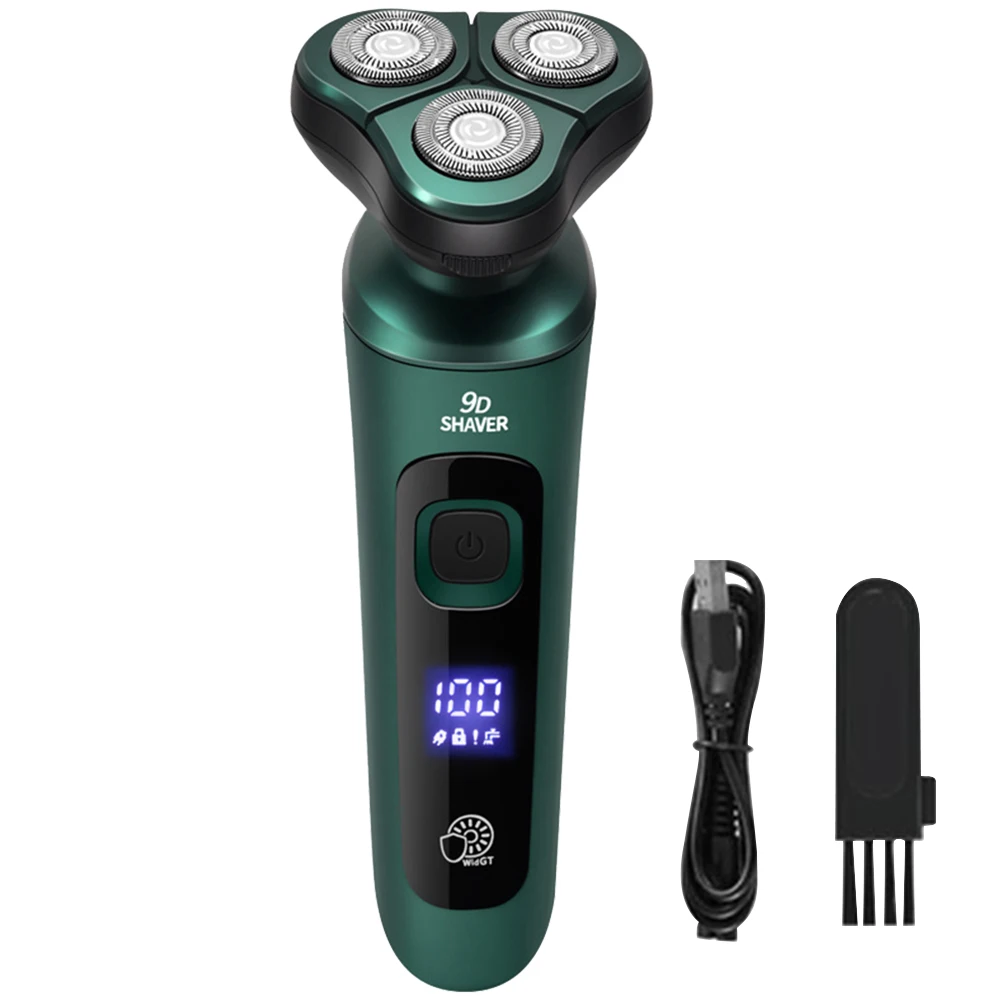 남성용 전기 여행용 면도기 USB 충전식 3헤드 플로팅 면도날 디지털 디스플레이 무통 무선 트리머 휴대용 면도기