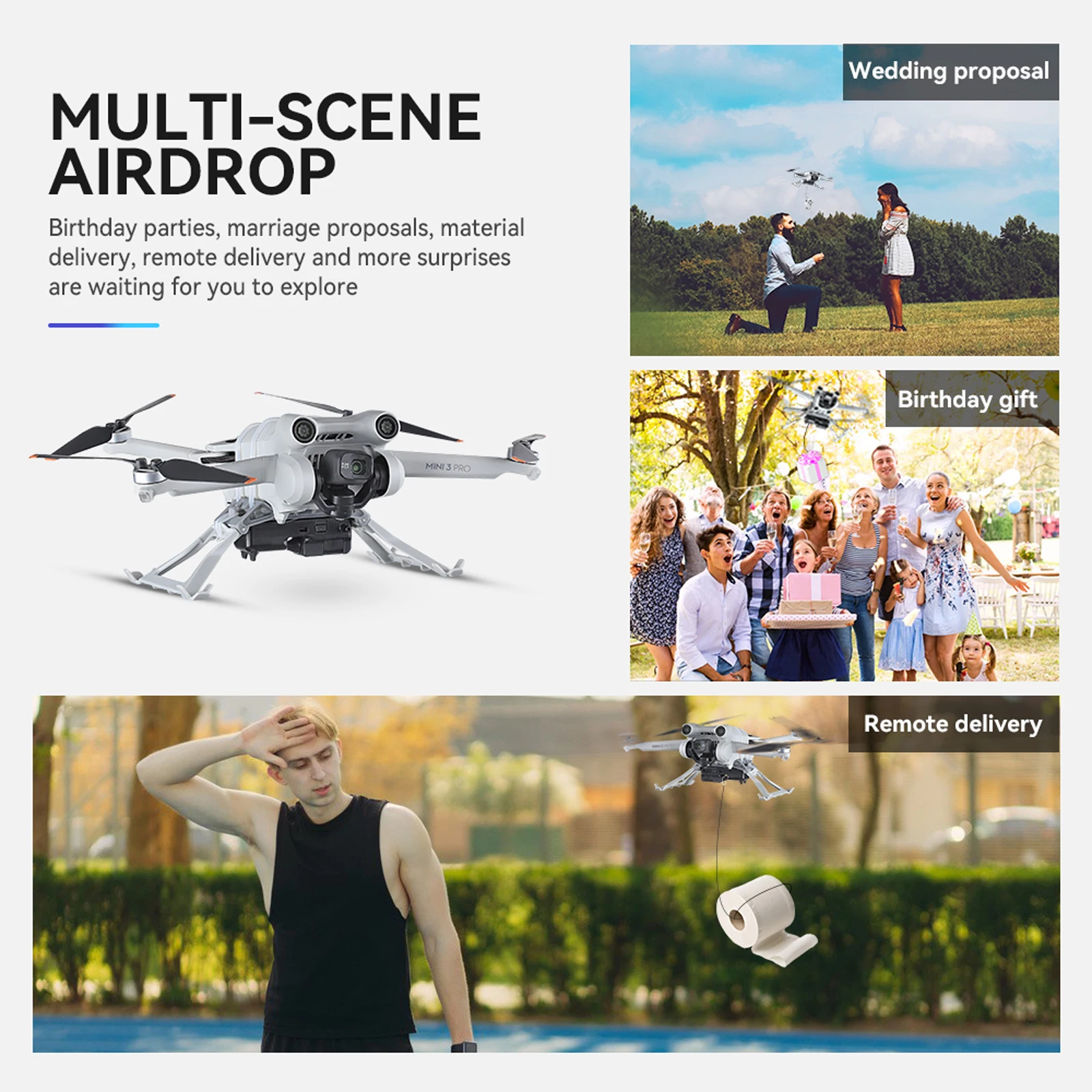 

Drone Dropping System Payload Delivery Thrower Air Dropper Device for DJI Mini 3 Pro Drone Accessories for Fishing Wedding