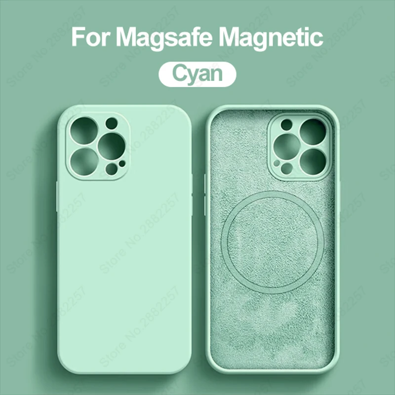 thumbnail image 1 of Fundas magnéticas de silicona líquida originales For iPhone, funda movil For Magsafe iPhone 15, 14, 13, 11, 12 Pro Max Plus, accesorios de cubierta a prueba de golpes, 1 of 5