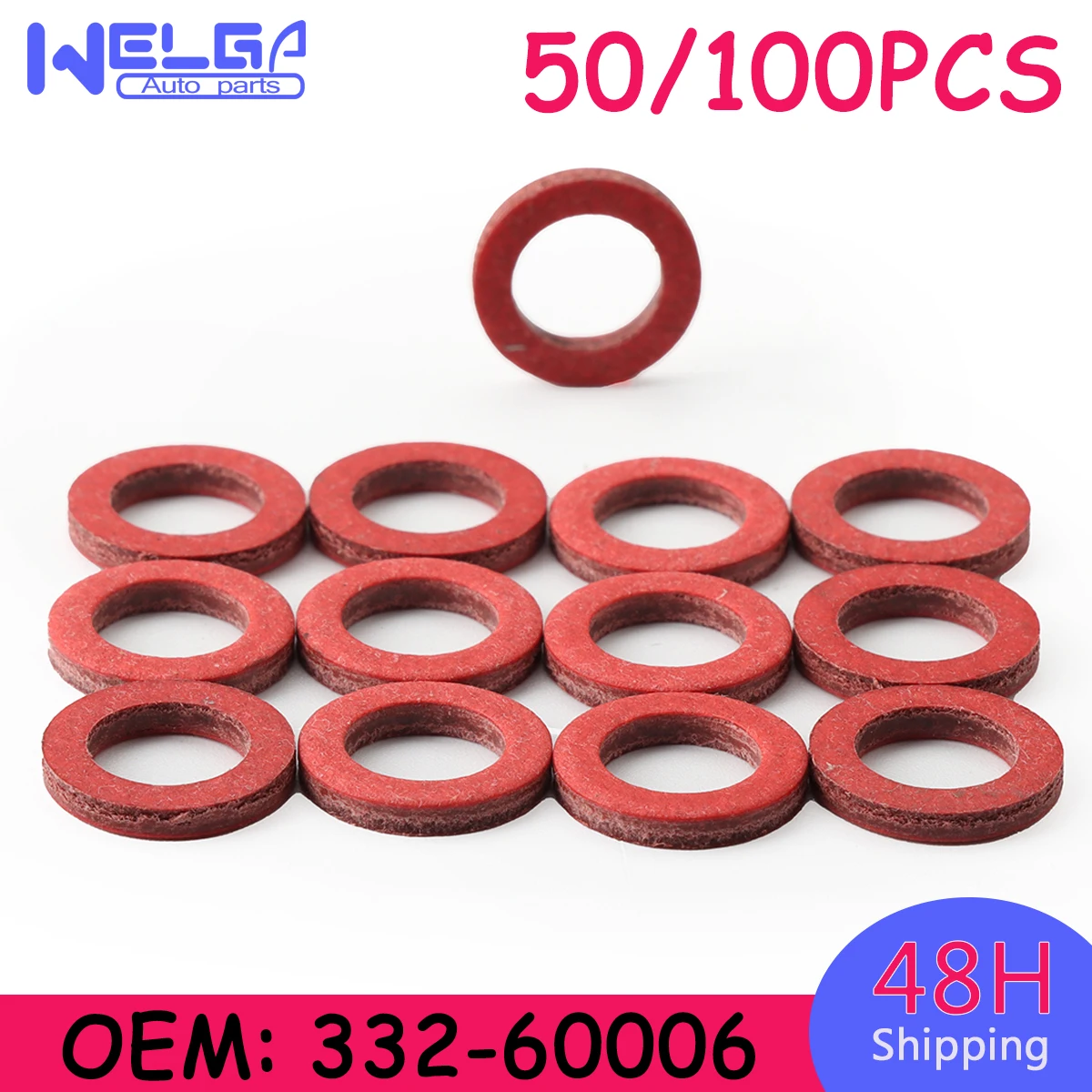 Seal Gasket Lower Casing 50/100 PCS 13&times;8.8&times;2mm 332-60006 332600060 for Yamaha Hidea Outboard Motor Engine Parts Red Coat Motor