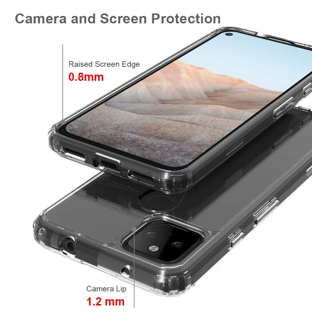 Hybrid Shockproof Air Cushion Case with Crystal Clear Acrylic Back