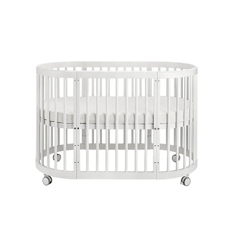 Oval Multifunctional Pine Baby Crib 1