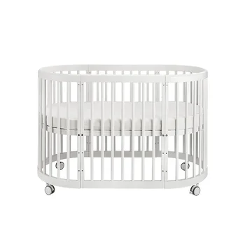 Oval Multifunctional Pine Baby Crib 1