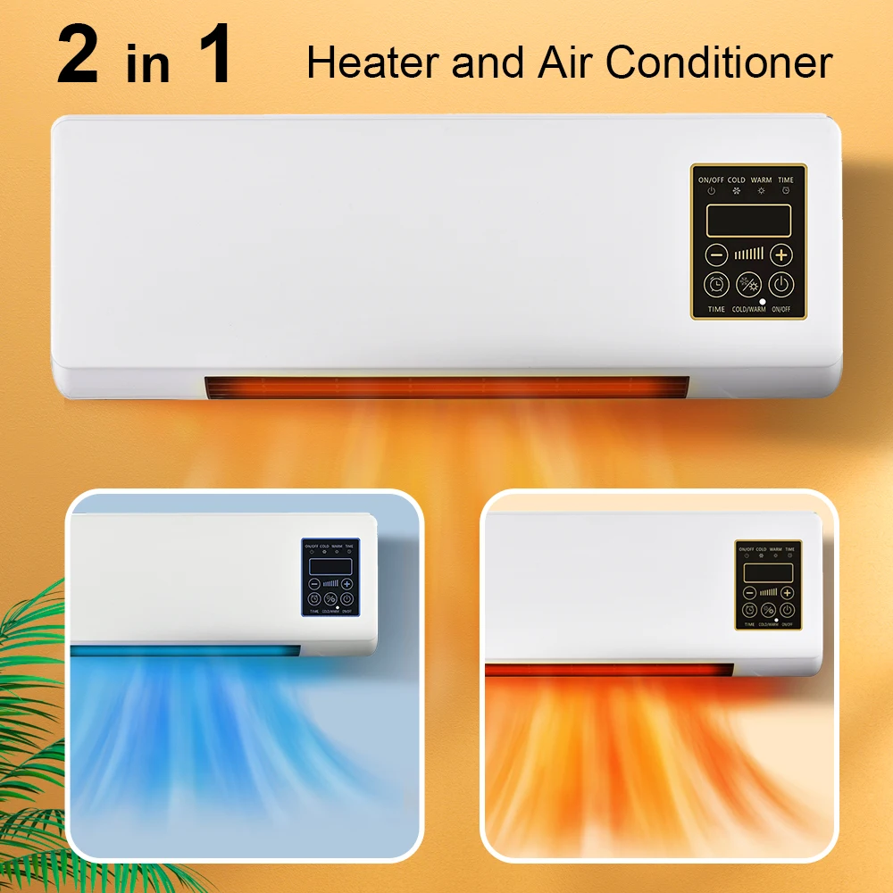 Heater and Air Conditioner Combo Wall Mounted Desktop 2in1 Electric Heater  Air Conditioner Timing Function Heating and Cooling - AliExpress