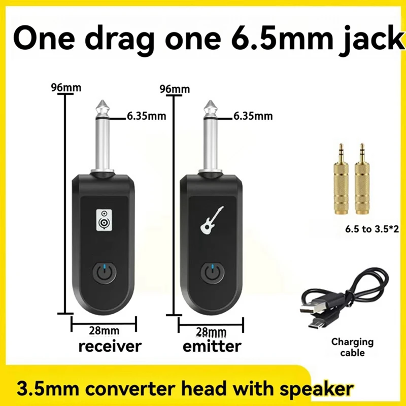 2.4G Wireless Instrument Pickup Rechargeable Transmitter Receiver For 6.35Mm Audio Interface Electric Instruments
