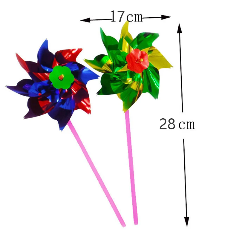 100Pcs Plastic Windmill Rainbow Pinwheel Wind Spinner Garden Yard Lawn Party DIY Decor Set Kids Outdoor Toys Gifts Random Color