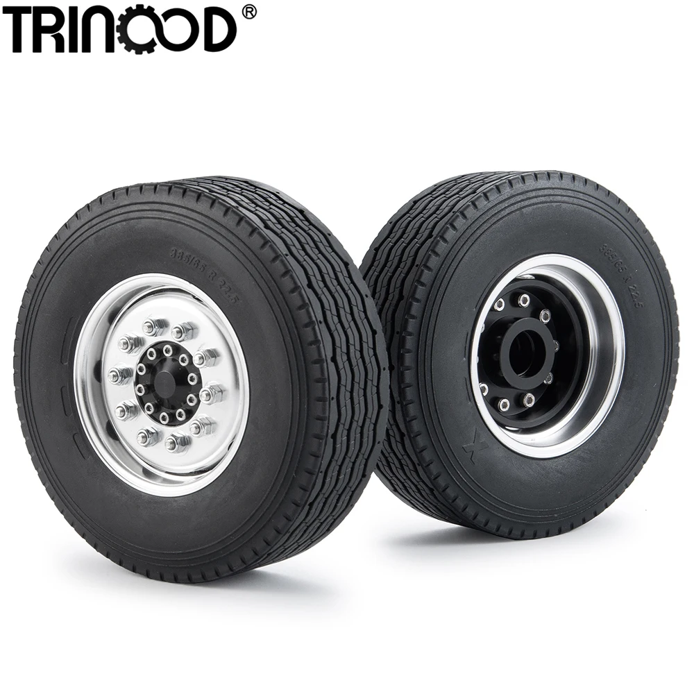 Trinood Tamiya Cerchioni Anteriori E Pneumatici In Gomma Kit Per 1:14 Tamiya Trailer Tractor Truck Cargo Tow Drag Car Upgrade Parts