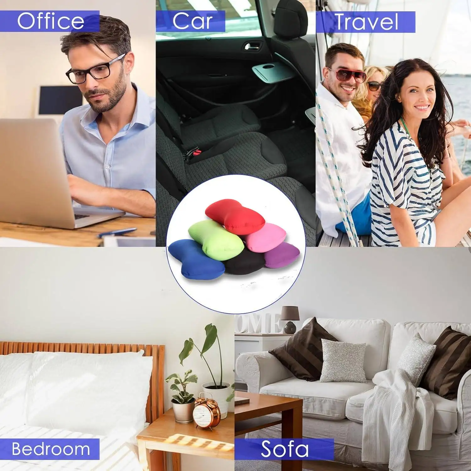 Microbead Neck Pillow Soft Cushion Comfortable Support Smooth Cool Touch Fabric for Adults Back Sleeping Sofa Bed Travel Home 6