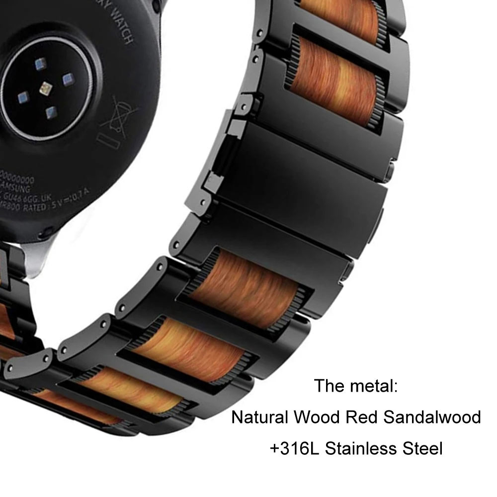 22mm Metal Band For Samsung Watch 3/S3 Huawei Watch 4/3/GT4-3-2 Red Sandalwood Bracelet Wristband For Amazfit GTR 4/Stratos Belt