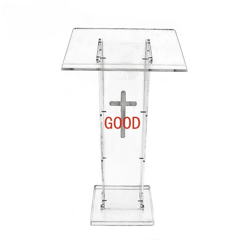 Transparent Acrylic Podium With White Acrylic Front Panel 43.4" Tall Pulpit Senior Lectern Easy Assembly Atril Color Options