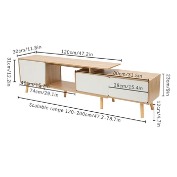 Solid Wood TV Stand Modern Farmhouse Boho with Doors  for the Living Room 120-200cm Length Adjustable Shelf 6
