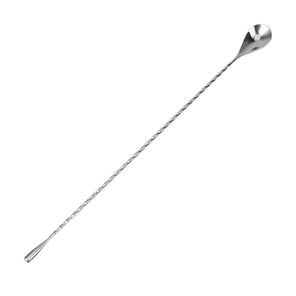 Premium Stainless Steel Spiral Pattern Cocktail Mixing Spoon - Teardrop Bar Stirrer Tool