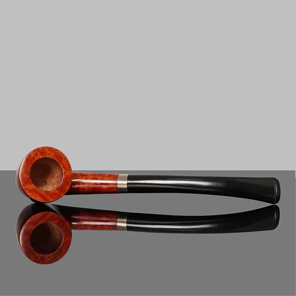 헤더 우드 담배 파이프, 가황 처리된 고무 곡선형 손잡이, 길이 145mm, 아버지의 날 선물, 3mm 파이프 채널, 작은 나무 브라이어 파이프