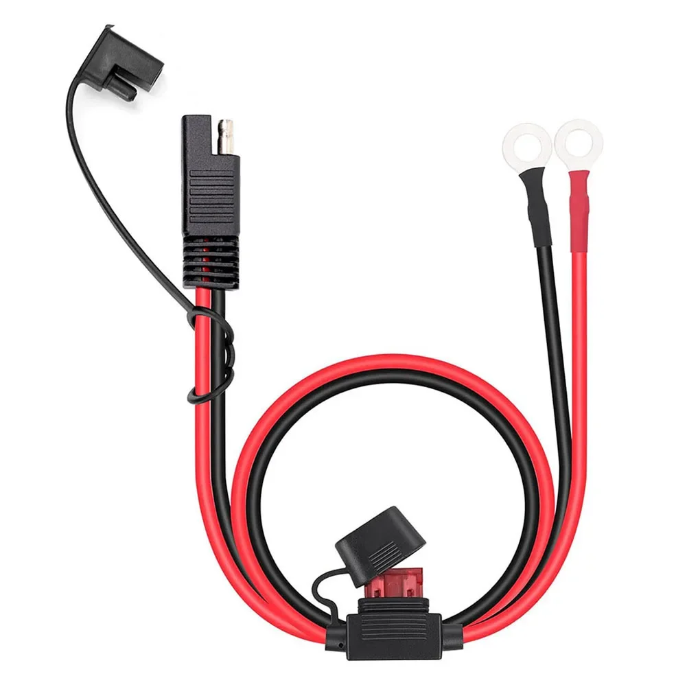 Motorcycle Quick Release SAE Cable With Fuse Terminal O Connector Battery Charger Extension Adapter Wire 16AWG Terminal