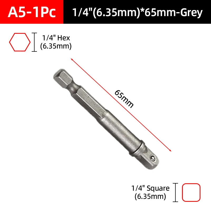 Socket Adapter Set - Impact Grade Hex Shank with Power Extension and Nut Driver