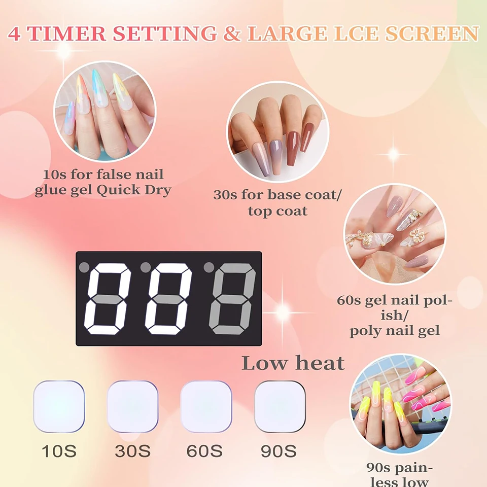 96W Professional Nail Lamp Lampara de unas LED UV recargable de 15600mAh Portable LED Nail Lamp with Mirror Reflective Base 2
