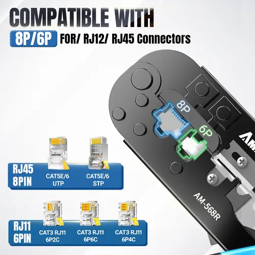 AMPCOM rj45 crimper RJ11 RJ45 Crimping Tool Ethernet Network LAN Cable Crimper Cutter Stripper Plier for 6P 8P RJ-11/RJ-12 RJ-45 - Image 5