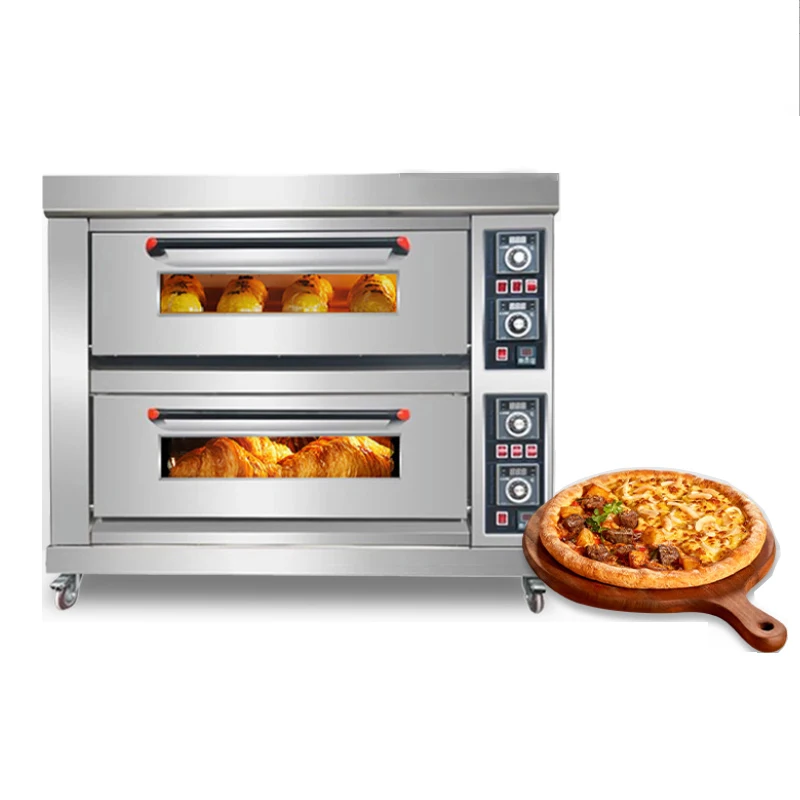 110v Oven Commercial Two Layers Two Plates Food Processors  Pizza Bread Cake Equipment Bakery Large Power Furnace