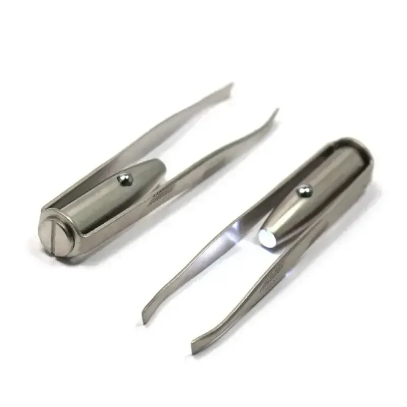 1pc Portable Stainless Steel Smart Design Eyebrow Hair Remove Tweezer with LED Light Makeup Tool