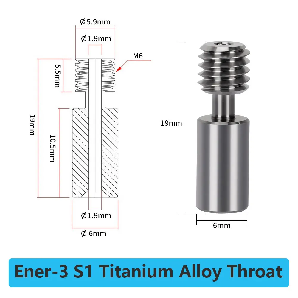 바이메탈 CR10 S1 방열판 1.75mm 스로트 구리 도금 튜브, 엔더 3 S1 핫엔드 3D 프린터 부품, 티타늄 합금 방열판