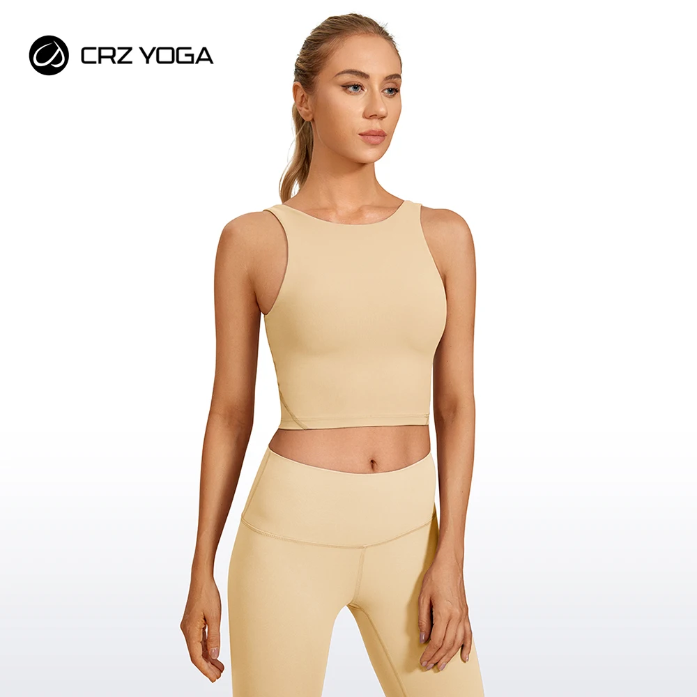 CRZ YOGA Butterluxe Racerback Workout Tank Tops voor Vrouwen Mouwloze Gym Tops Atletische Yoga Shirts Camisole Diep rood XS