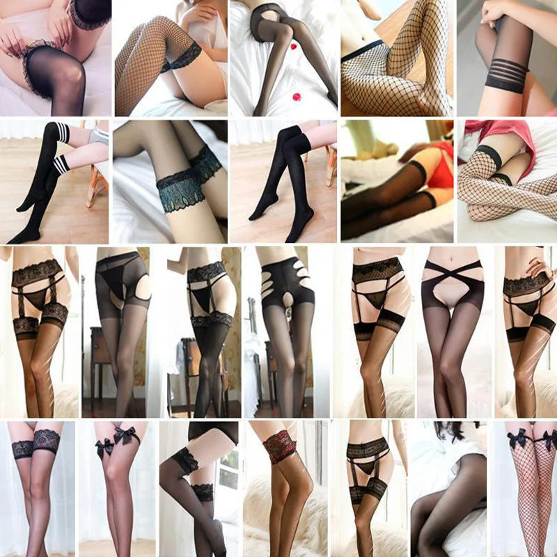 

Women Sexy Lace Stockings Thigh High Fishnet Stockings Over The Knee Long Socks Black White Socks Nightclubs Party Socks