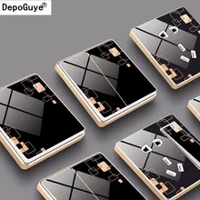 

DepoGuye Black patterned crystal glass panel bedroom wall light switch button, EU standard wall switch socket AC110V-250V