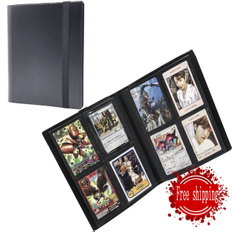 

20pcs 4 pockets card pages 160 Capacity Cards Black Albums For Pokemon CCG MTG Magic Yugioh Board Games Cards book Sleeve Holder