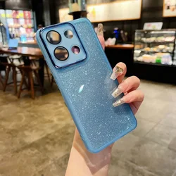 Bling Soft Silicone Glitter Paper Clear Phone Case Cover for Xiaomi PocoX6 Pro 5G (Blue)
