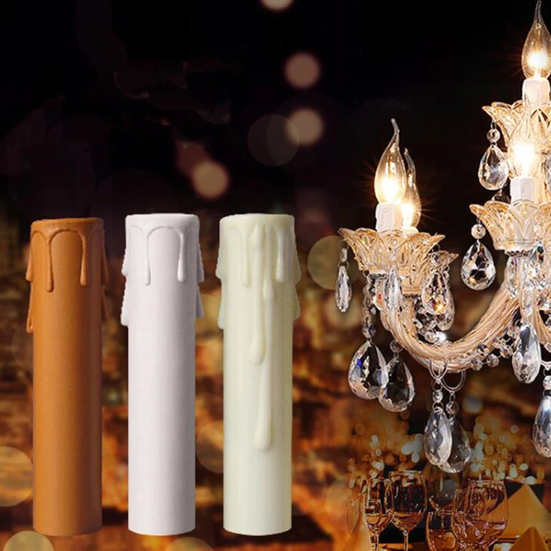 10Pcs Candle Lamp Holder Tube PVC Plastic Teardrop Candle Lamp Base Sleeve Bulb Base Cover
