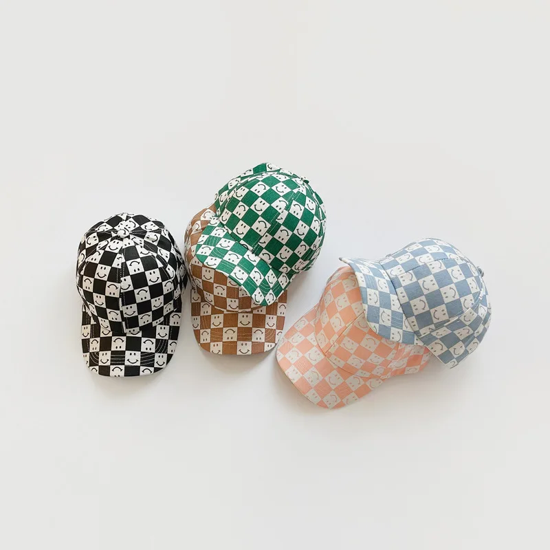 Cappelli da baseball scozzesi con motivo sorriso di cartone animato primavera estate cappelli per bambini per bambini cappello da sole per bambini in cotone per ragazze_voghion.com