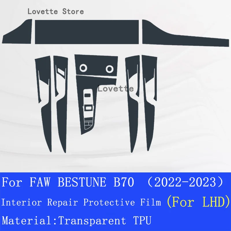 TPU Car Interior Gear Dashboard Película Protetora Transparente Para FAW BESTUNE B70(2022-2023) Acessórios anti-risco