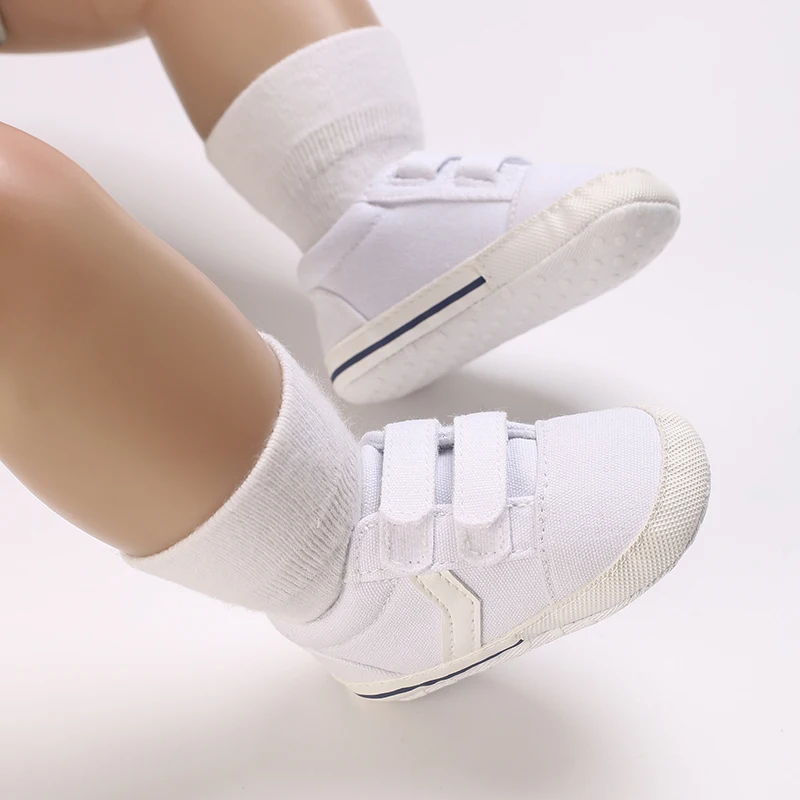 Soft Soles Baby Shoes Classic Soft Sole Shoes Kids 0-18 Months Old Velcro Strips In Solid Color Toddler Shoes, Casual Shoes With 6