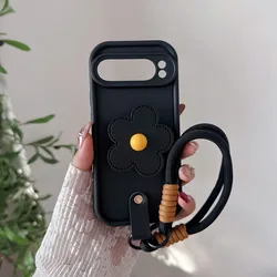 Floral Lanyard Phone Case with Soft Cover Design - Google Pixel 8 Pro (Black)