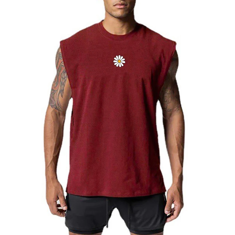 

Mens Muscle Fitness Fashion Gym Breathable Summer Tank Top Bodybuilding Cool Clothing Brand Trend Vest Mesh Quick Dry Singlets
