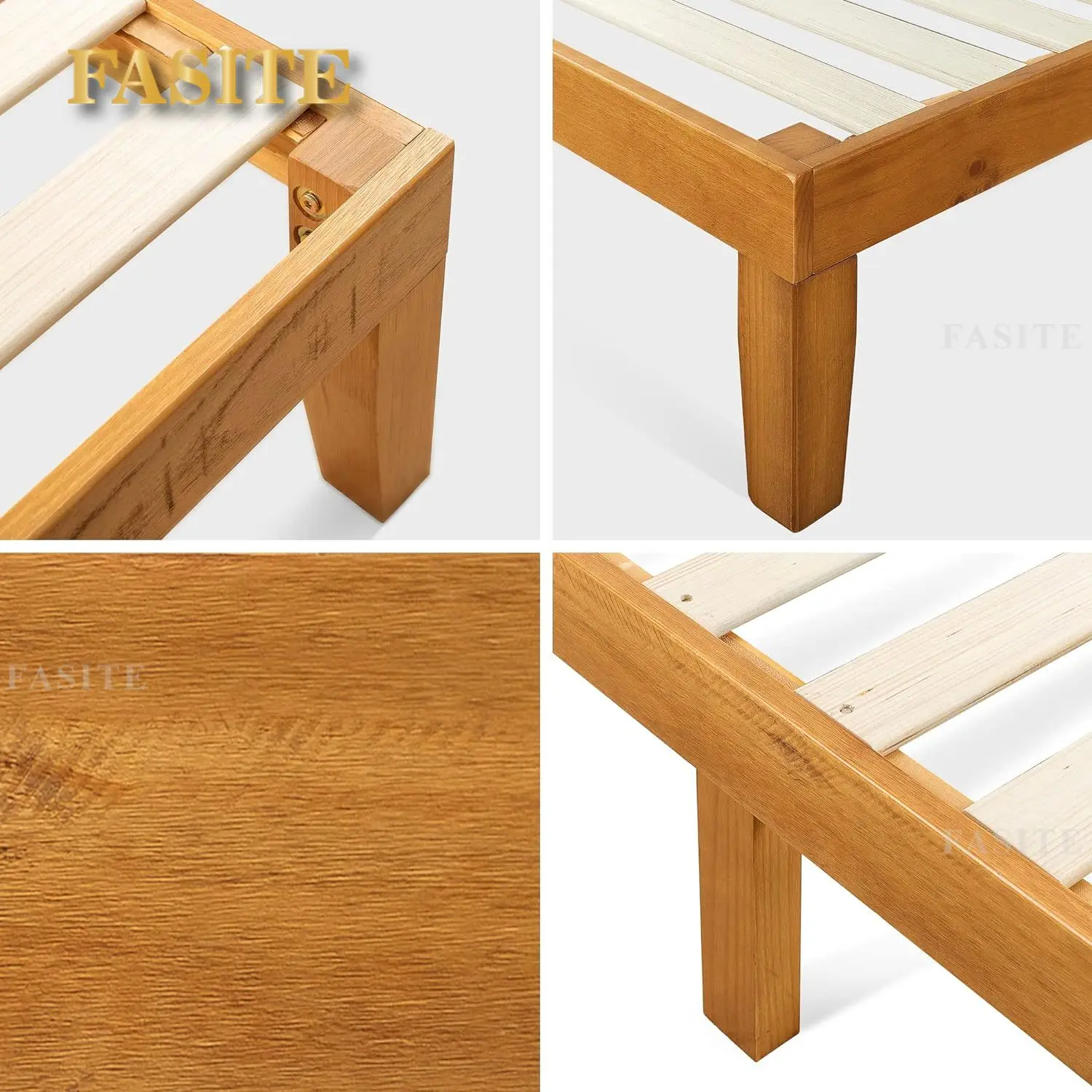 ZINUS Alexia Wood with Headboard Bed Frame with headboard / Solid Wood Foundation with Wood Slat Support / No Box Spring