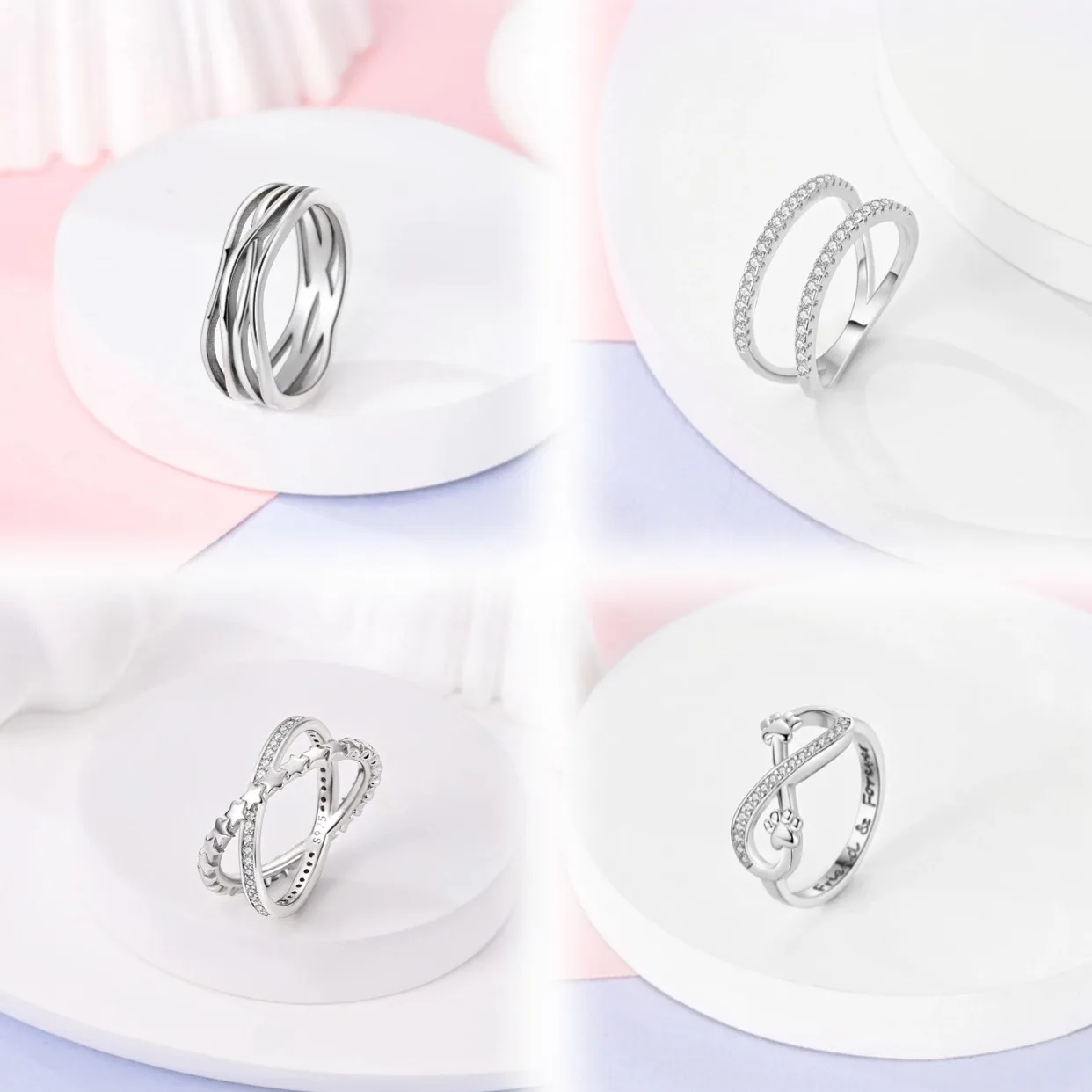 925 Silver Shine Zircon Wedding Ring Simple For Women Sterling Fashion Stackable Rings Popular Anniversary Jewelry